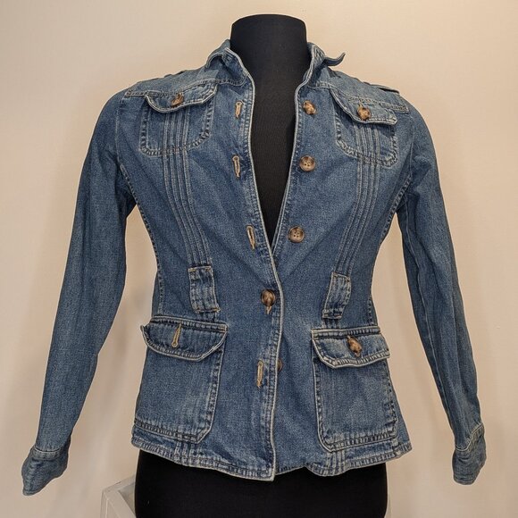 Women's Denim Chore Jacket with Textures - Picture 1 of 12